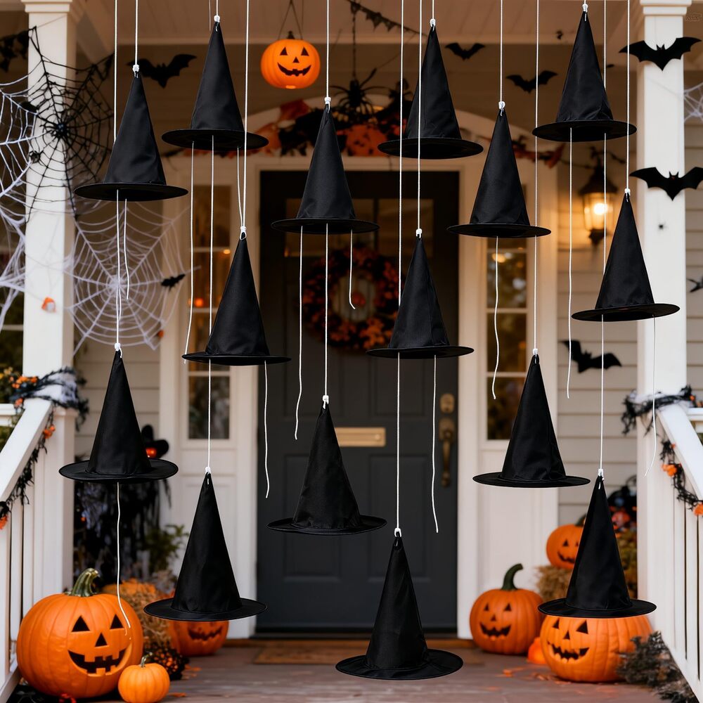 7408 Halloween Witch Hats, Halloween Decorations, Black Hanging Classic